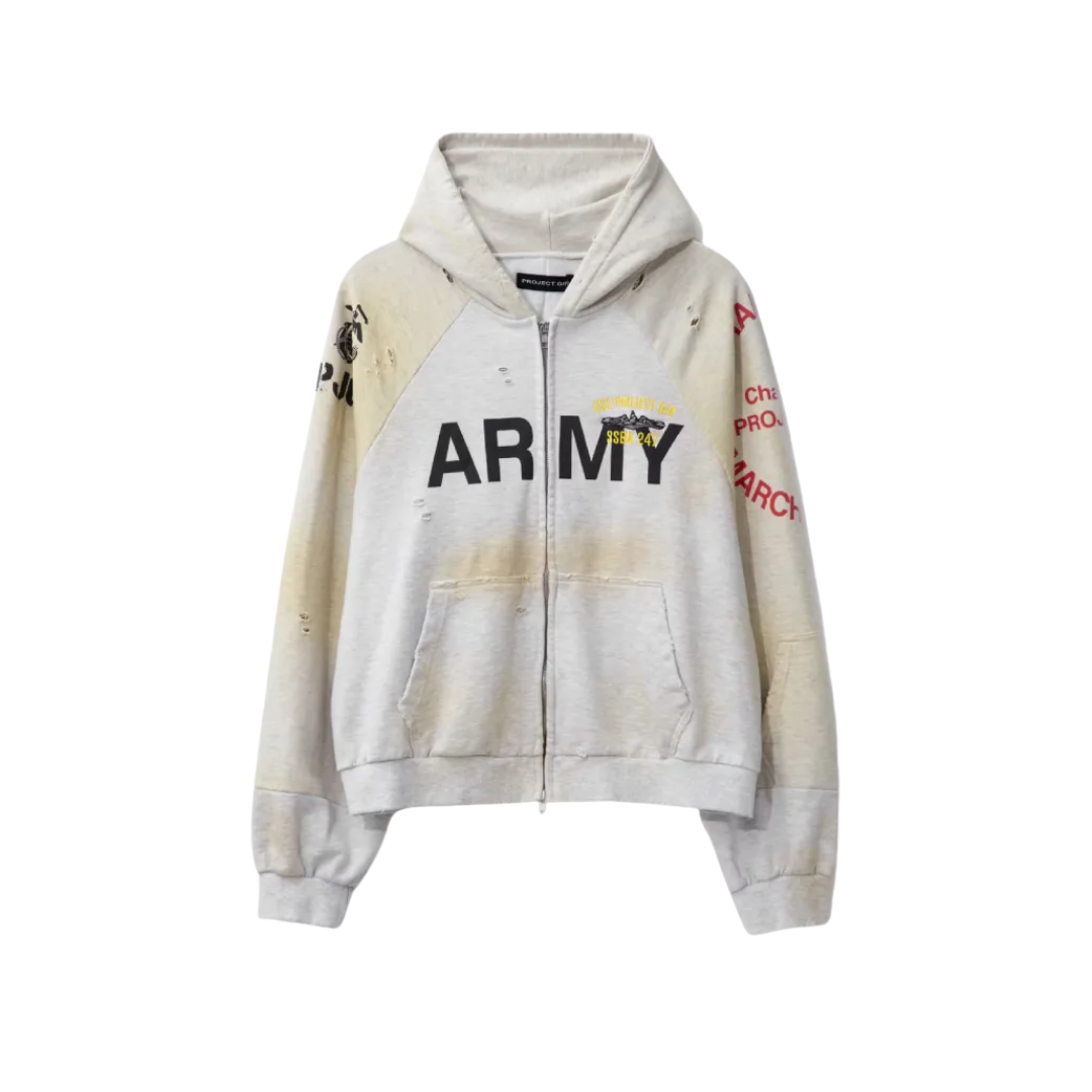 Project GR Reconstructed Folded "ARMY" Zip Hoodie