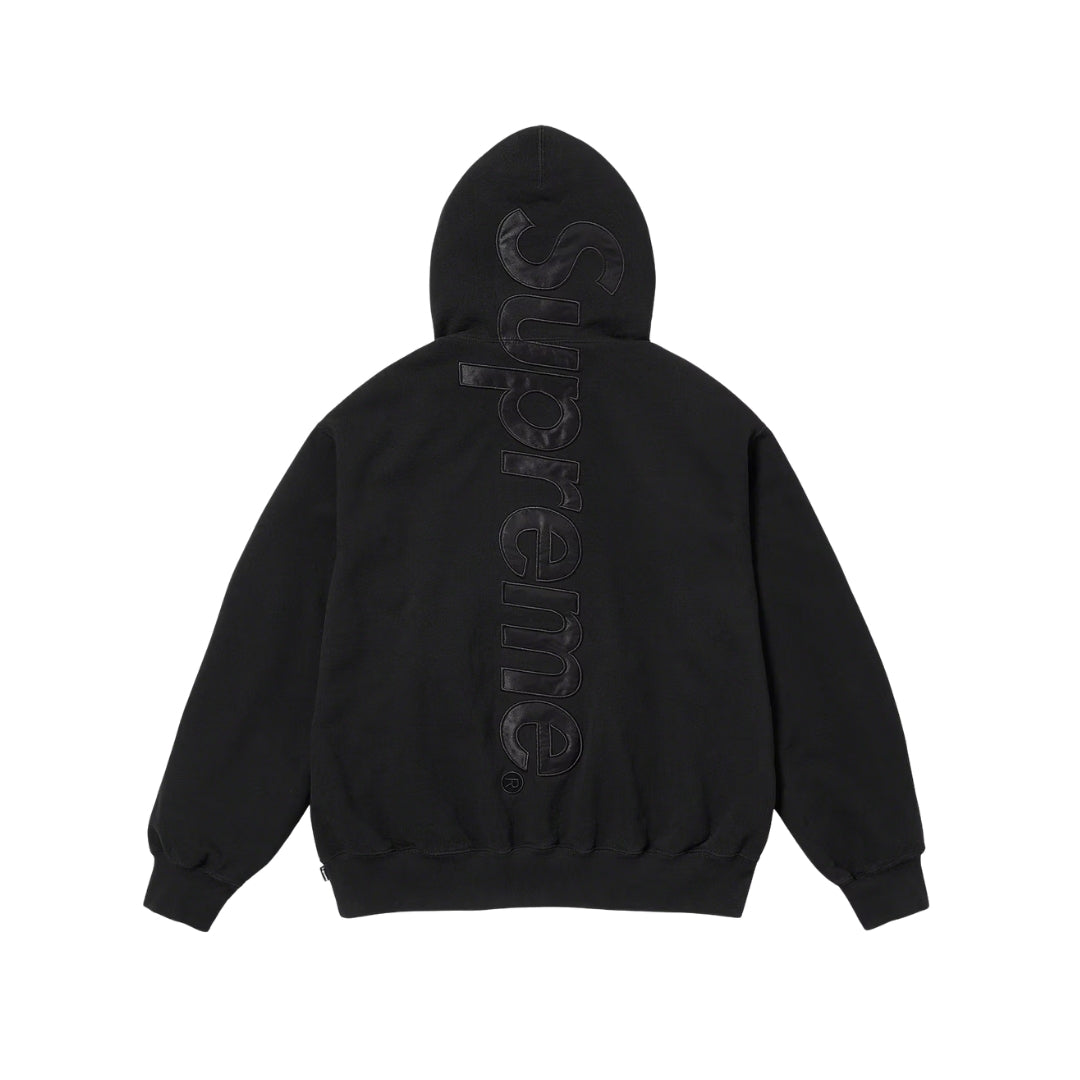 Supreme Triple Black Satin Appliqué Hoodie