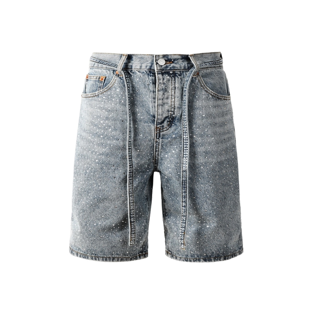 Purple Rhinestone Jort