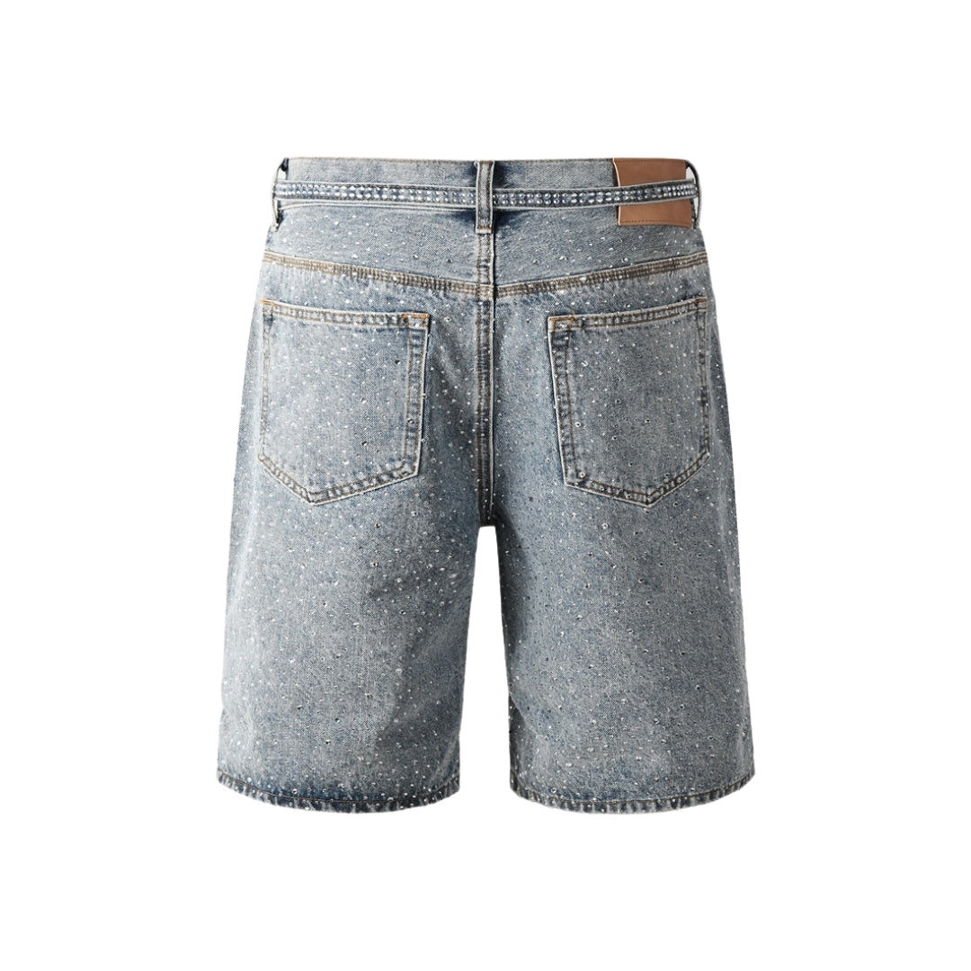 Purple Rhinestone Jort