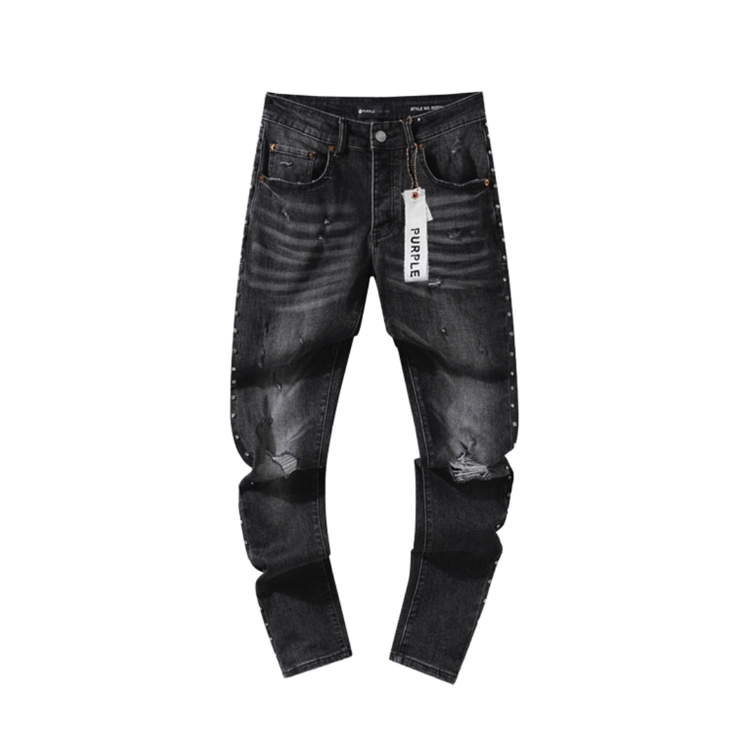 Purple Metallic Slim Black Jean